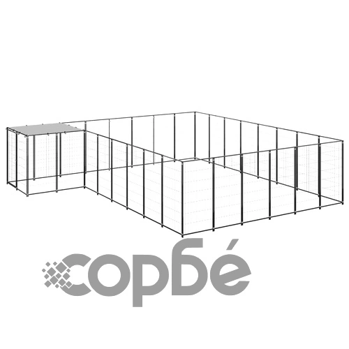 Клетка за кучета, черна, 15,73 м², стомана ➤ топ цена ➤ sorbe.bg