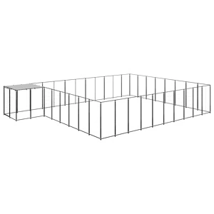 Клетка за кучета, черна, 25,41 м², стомана