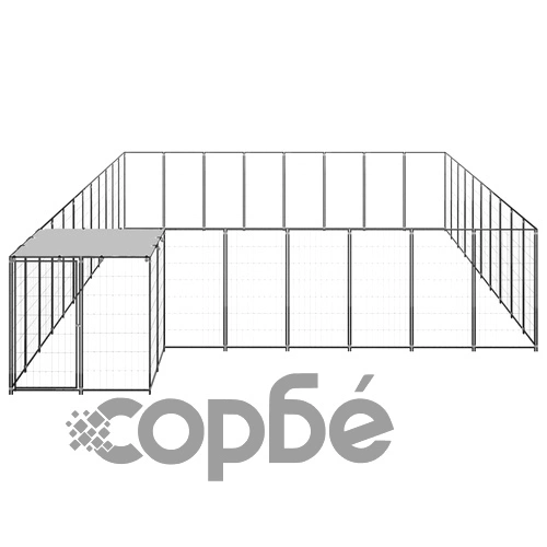 Клетка за кучета, черна, 25,41 м², стомана ➤ топ цена ➤ sorbe.bg