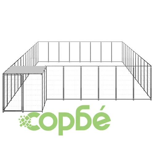 Клетка за кучета, черна, 30,25 м², стомана ➤ топ цена ➤ sorbe.bg