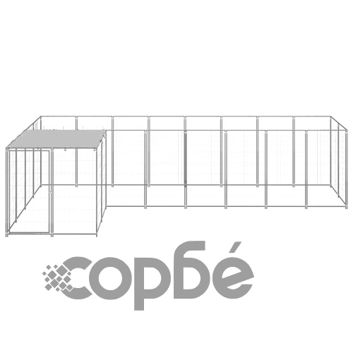 Клетка за кучета, сребриста, 6,05 м², стомана ➤ топ цена ➤ sorbe.bg