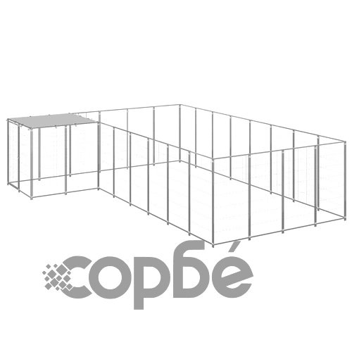 Клетка за кучета, сребриста, 10,89 м², стомана ➤ топ цена ➤ sorbe.bg