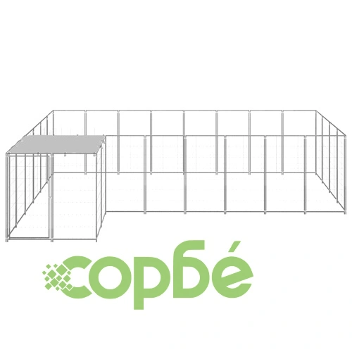 Клетка за кучета, сребриста, 10,89 м², стомана ➤ топ цена ➤ sorbe.bg
