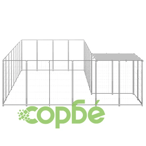 Клетка за кучета, сребриста, 10,89 м², стомана ➤ топ цена ➤ sorbe.bg