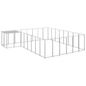 Клетка за кучета, сребриста, 15,73 м², стомана