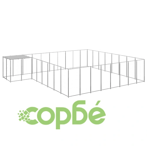 Клетка за кучета, сребриста, 20,57 м², стомана ➤ топ цена ➤ sorbe.bg