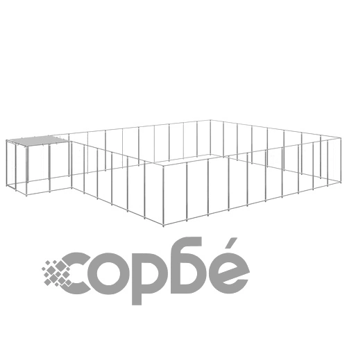 Клетка за кучета, сребриста, 25,41 м², стомана ➤ топ цена ➤ sorbe.bg
