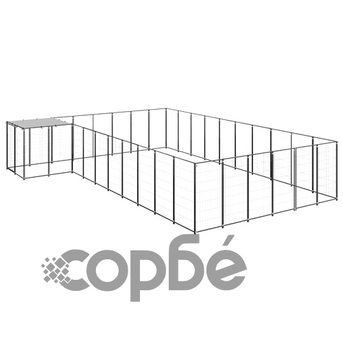 Клетка за кучета, черна, 19,36 м², стомана ➤ топ цена ➤ sorbe.bg