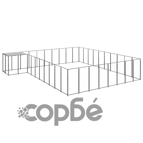 Клетка за кучета, черна, 25,41 м², стомана ➤ топ цена ➤ sorbe.bg