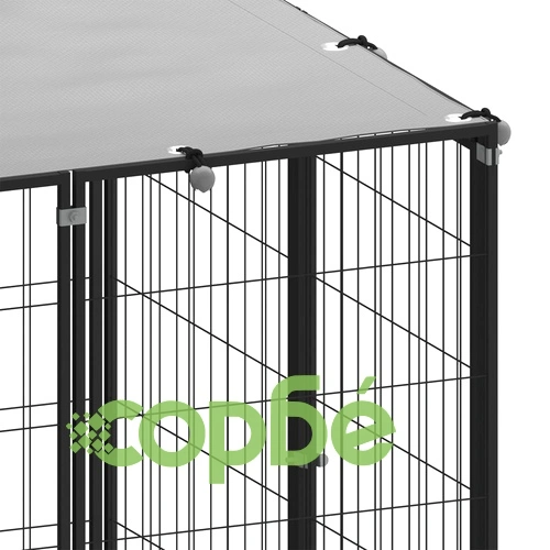 Клетка за кучета, черна, 31,46 м², стомана ➤ топ цена ➤ sorbe.bg