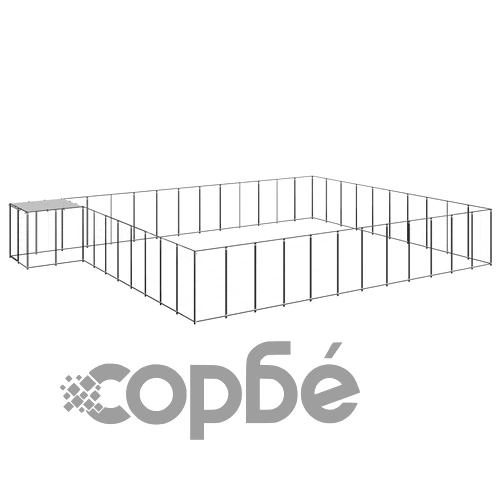 Клетка за кучета, черна, 37,51 м², стомана ➤ топ цена ➤ sorbe.bg