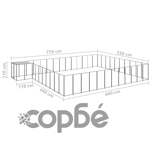 Клетка за кучета, черна, 37,51 м², стомана ➤ топ цена ➤ sorbe.bg