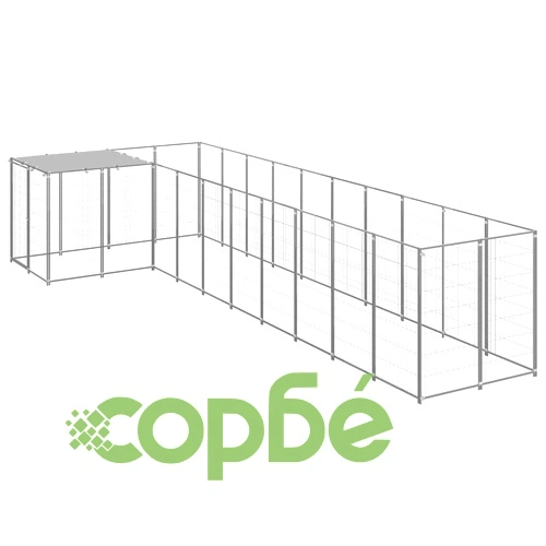 Клетка за кучета, сребриста, 7,26 м², стомана ➤ топ цена ➤ sorbe.bg