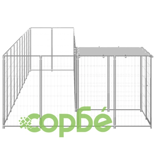 Клетка за кучета, сребриста, 7,26 м², стомана ➤ топ цена ➤ sorbe.bg