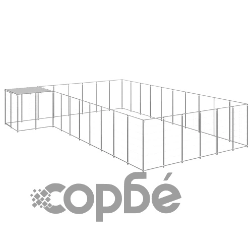 Клетка за кучета, сребриста, 19,36 м², стомана ➤ топ цена ➤ sorbe.bg