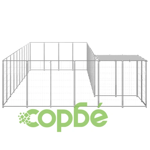 Клетка за кучета, сребриста, 19,36 м², стомана ➤ топ цена ➤ sorbe.bg