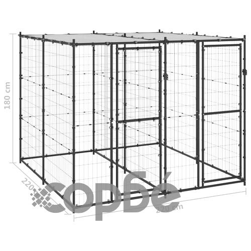 Външна стоманена клетка за кучета с покрив 4,84 m² ➤ топ цена ➤ sorbe.bg