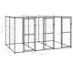 Външна стоманена клетка за кучета с покрив 7,26 m²