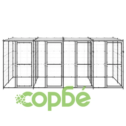 Външна стоманена клетка за кучета с покрив 9,68 m² ➤ топ цена ➤ sorbe.bg