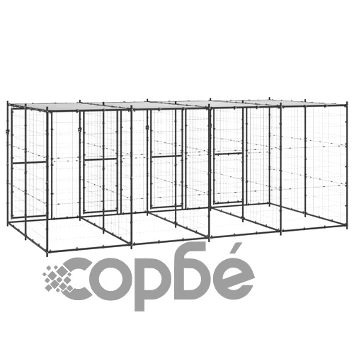 Външна стоманена клетка за кучета с покрив 9,68 m² ➤ топ цена ➤ sorbe.bg