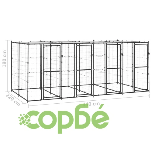 Външна стоманена клетка за кучета с покрив 9,68 m² ➤ топ цена ➤ sorbe.bg