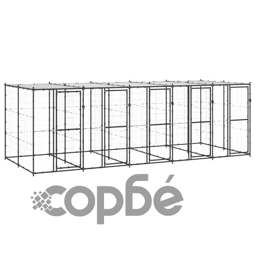 Външна стоманена клетка за кучета с покрив 12,1 m² ➤ топ цена ➤ sorbe.bg