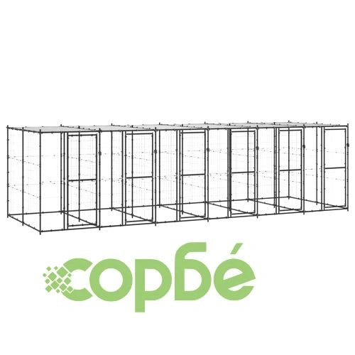 Външна стоманена клетка за кучета с покрив 14,52 m² ➤ топ цена ➤ sorbe.bg