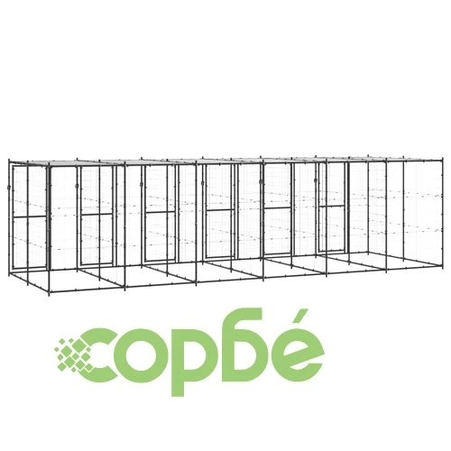 Външна стоманена клетка за кучета с покрив 14,52 m² ➤ топ цена ➤ sorbe.bg