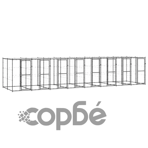 Външна клетка за кучета с покрив, стомана, 19,36 м² ➤ топ цена ➤ sorbe.bg