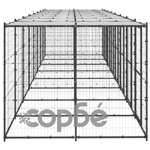 Външна клетка за кучета с покрив, стомана, 19,36 м² ➤ топ цена ➤ sorbe.bg