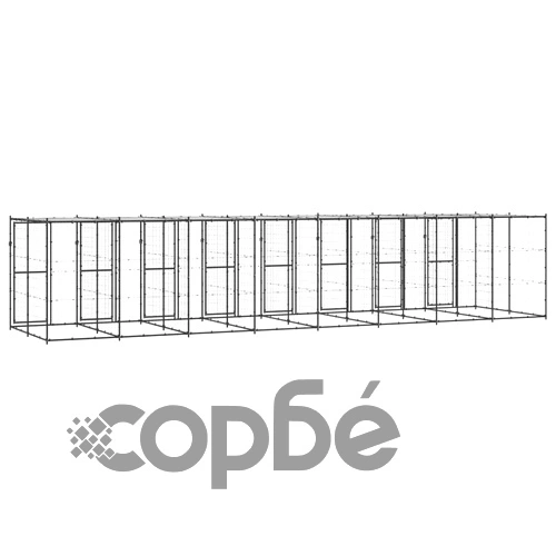 Външна клетка за кучета с покрив, стомана, 19,36 м² ➤ топ цена ➤ sorbe.bg