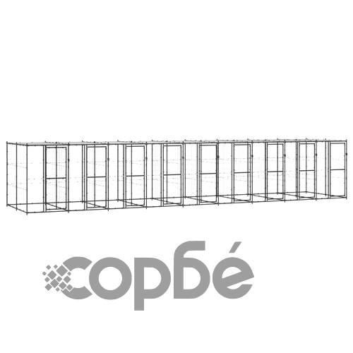 Външна клетка за кучета с покрив, стомана, 21,78 м² ➤ топ цена ➤ sorbe.bg