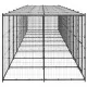 Външна клетка за кучета с покрив, стомана, 21,78 кв.м.