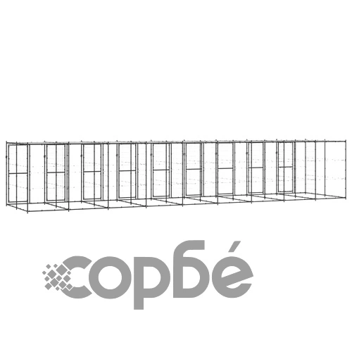 Външна клетка за кучета с покрив, стомана, 21,78 м² ➤ топ цена ➤ sorbe.bg