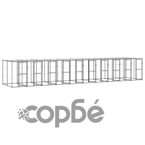 Външна клетка за кучета с покрив, стомана, 24,2 м² ➤ топ цена ➤ sorbe.bg