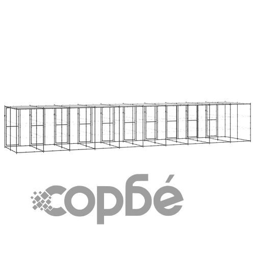 Външна клетка за кучета с покрив, стомана, 24,2 м² ➤ топ цена ➤ sorbe.bg