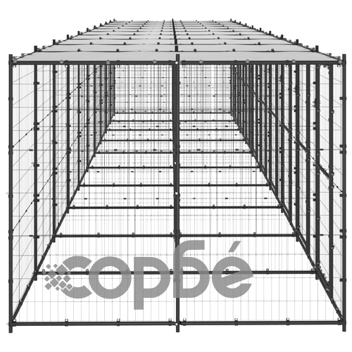 Външна клетка за кучета с покрив, стомана, 24,2 м² ➤ топ цена ➤ sorbe.bg