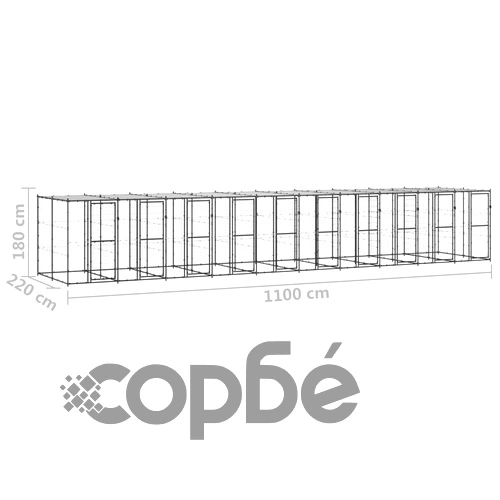 Външна клетка за кучета с покрив, стомана, 24,2 м² ➤ топ цена ➤ sorbe.bg