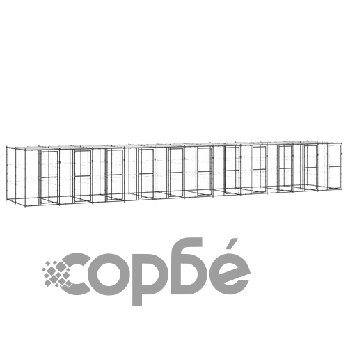 Външна клетка за кучета с покрив, стомана, 26,62 м² ➤ топ цена ➤ sorbe.bg