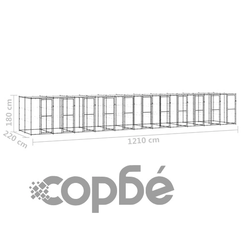 Външна клетка за кучета с покрив, стомана, 26,62 м² ➤ топ цена ➤ sorbe.bg
