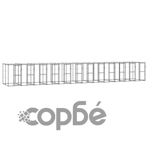 Външна клетка за кучета с покрив, стомана, 29,04 м² ➤ топ цена ➤ sorbe.bg