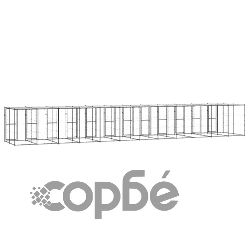 Външна клетка за кучета с покрив, стомана, 29,04 м² ➤ топ цена ➤ sorbe.bg