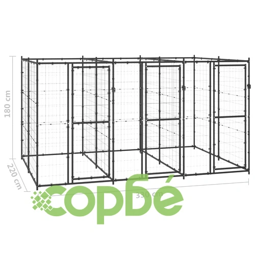 Външна клетка за кучета, стомана, 7,26 м² ➤ топ цена ➤ sorbe.bg