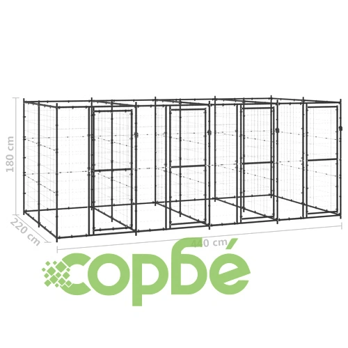 Външна клетка за кучета, стомана, 9,68 м² ➤ топ цена ➤ sorbe.bg