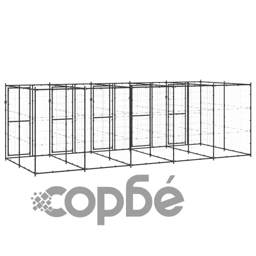Външна клетка за кучета, стомана, 12,1 м² ➤ топ цена ➤ sorbe.bg