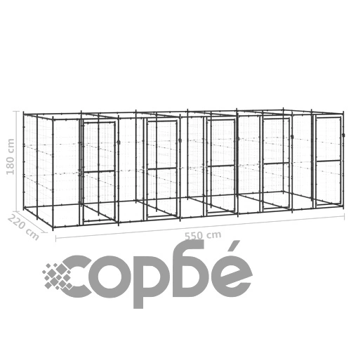 Външна клетка за кучета, стомана, 12,1 м² ➤ топ цена ➤ sorbe.bg