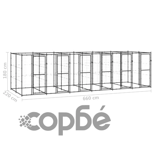 Външна клетка за кучета, стомана, 14,52 м² ➤ топ цена ➤ sorbe.bg