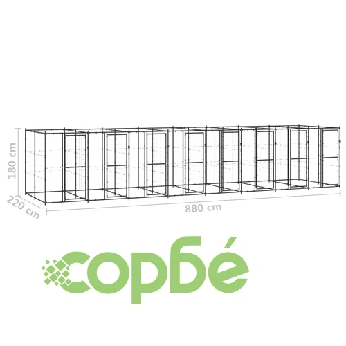 Външна клетка за кучета, стомана, 19,36 м² ➤ топ цена ➤ sorbe.bg