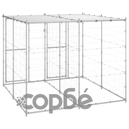 Външна клетка за кучета с покрив, поцинкована стомана, 4,84 м² ➤ топ цена ➤ sorbe.bg