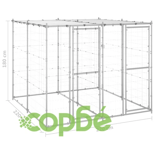 Външна клетка за кучета с покрив, поцинкована стомана, 4,84 м² ➤ топ цена ➤ sorbe.bg